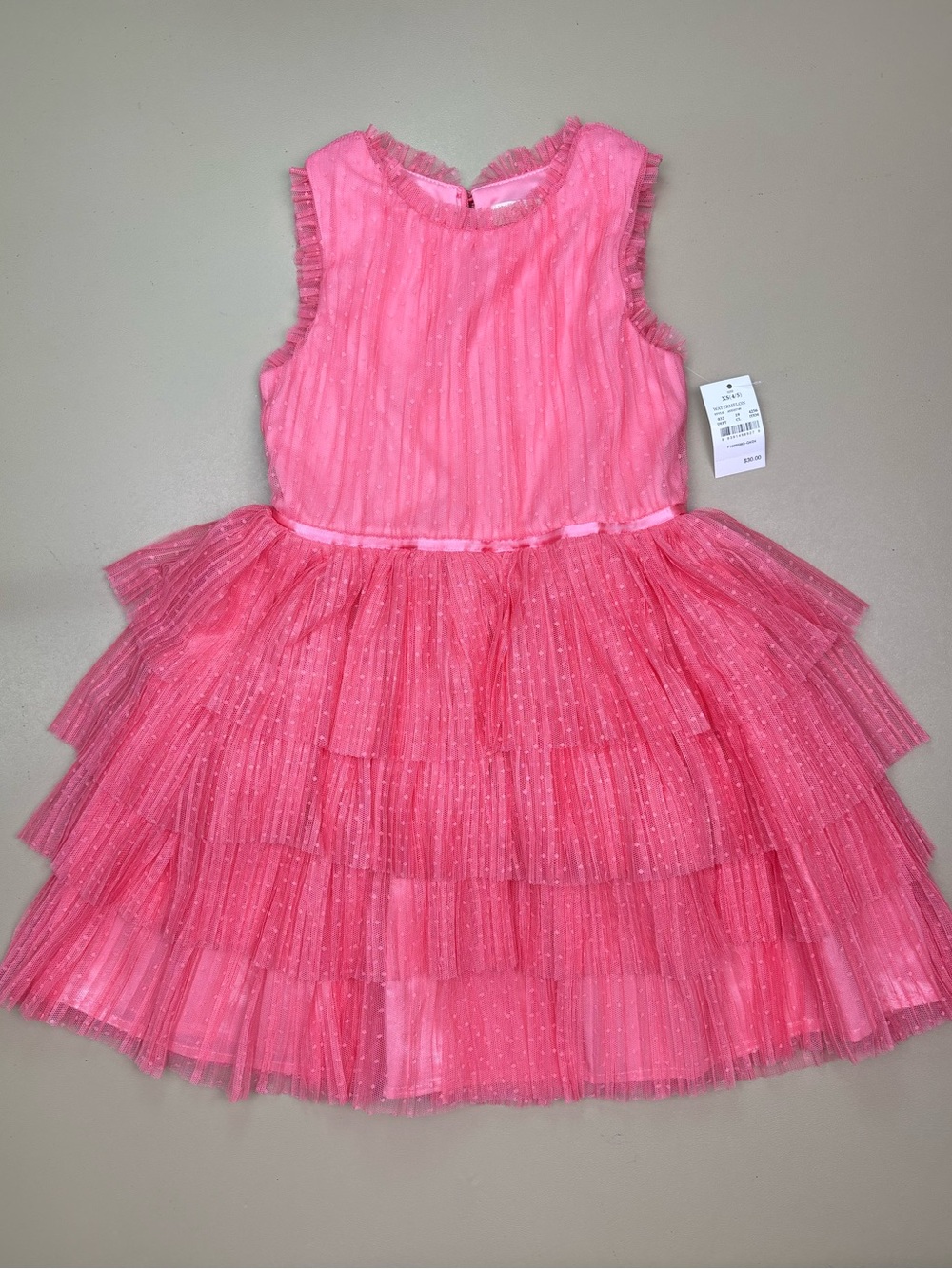 NWT Zenzi Girls Pink Tiered Tulle Party Dress XS 4/5 Watermelon